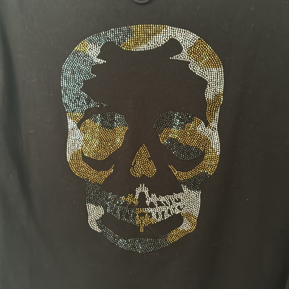 ZADIG & VOLTAIRE Crystal Skull Camo Long Sleeve T - Luxe Halloween Medium